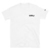 The OSU White Short-Sleeve T-Shirt features OSU in bold black letters on the left chest and a small logo on the sleeve. The OSU White Short-Sleeve T-Shirt features OSU in bold black letters on the left chest and a small logo on the sleeve.