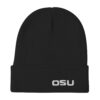 The OSU Embroidered Beanie is a black beanie with “OSU” stitched in white letters on the front fold.
