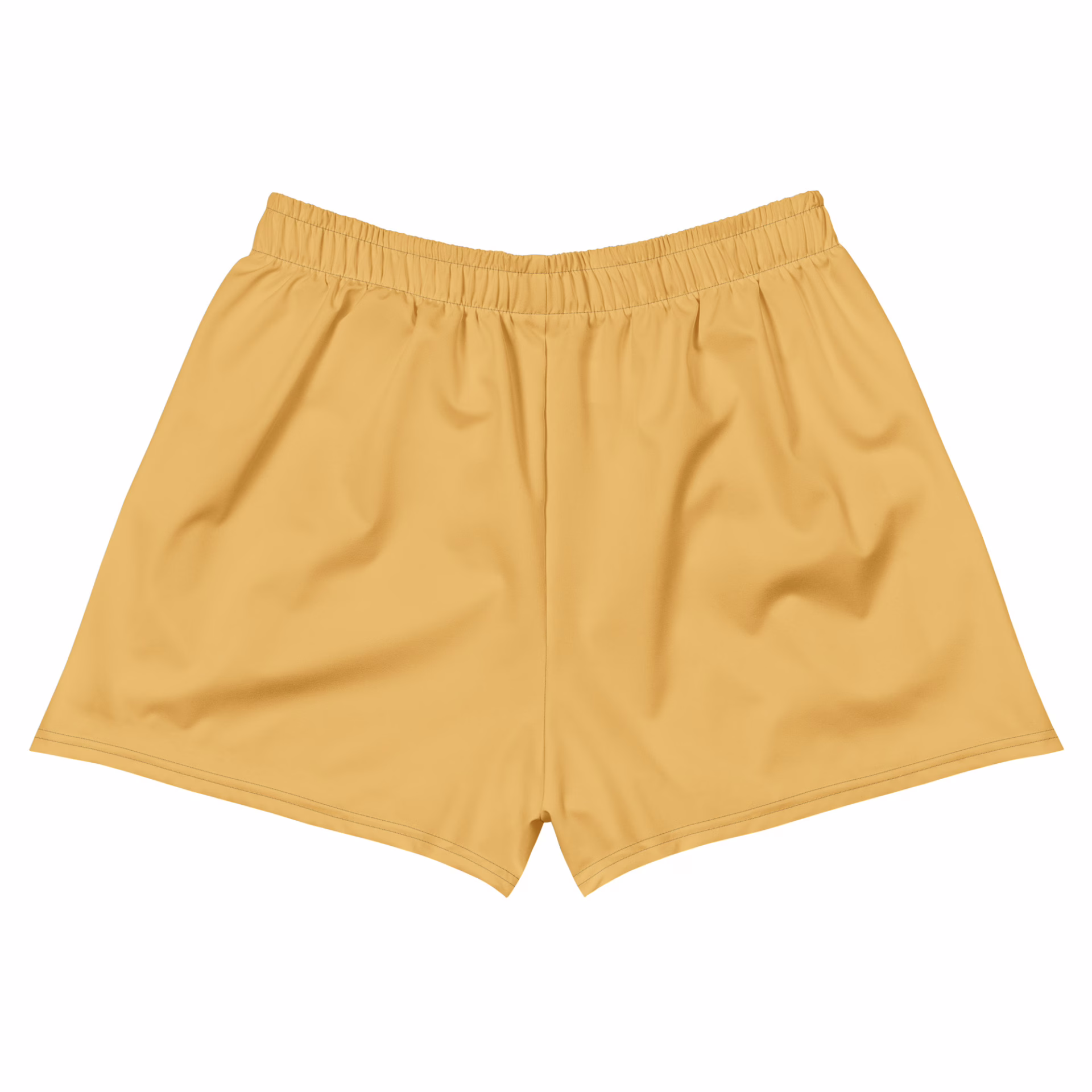 CHAMP Golden Athletic Shorts with an elastic waistband, displayed on a white background.