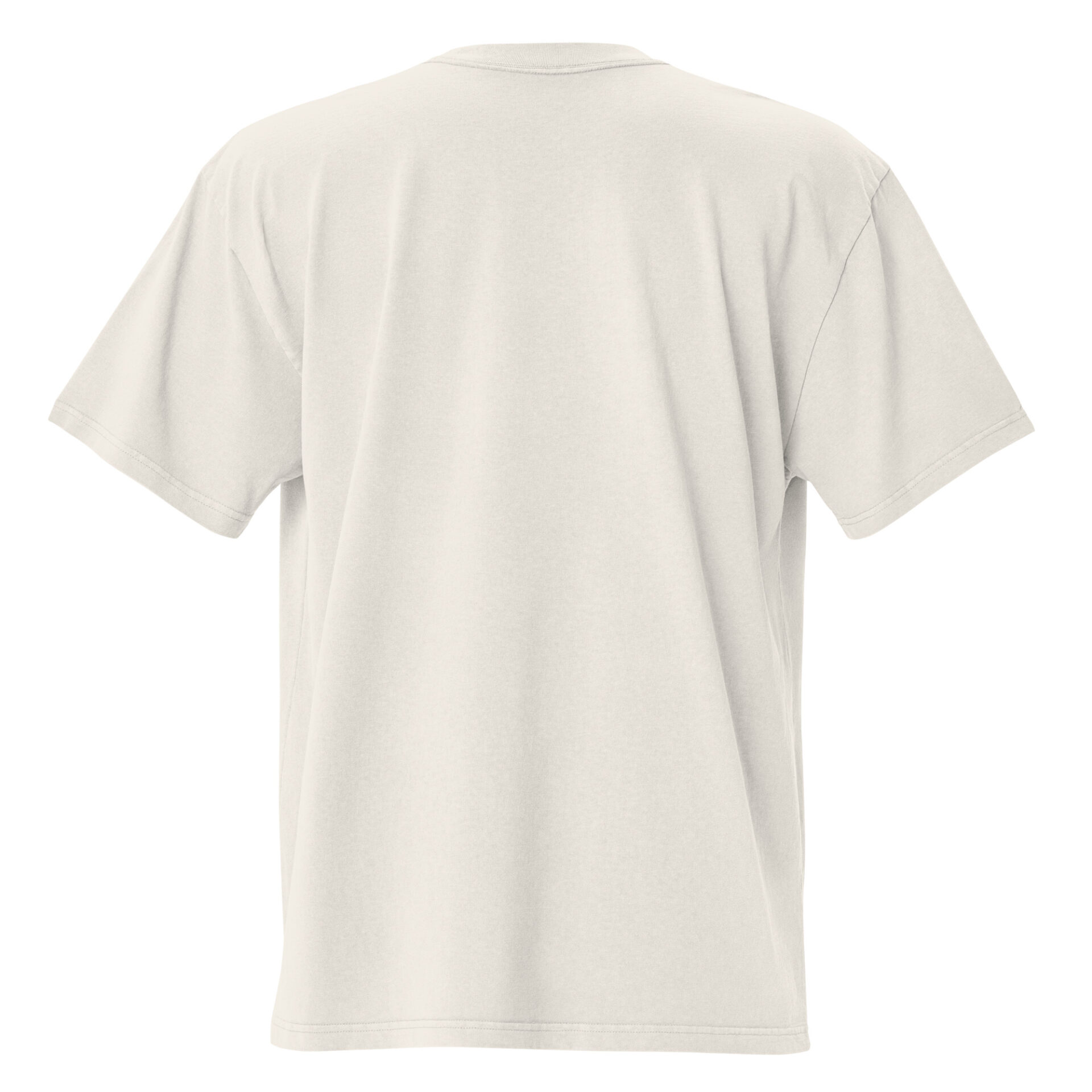 Back view of the Oversized faded t-shirt, featuring short sleeves and a light beige color with no visible logos, text, or designs. Back view of the Oversized faded t-shirt, featuring short sleeves and a light beige color with no visible logos, text, or designs.
