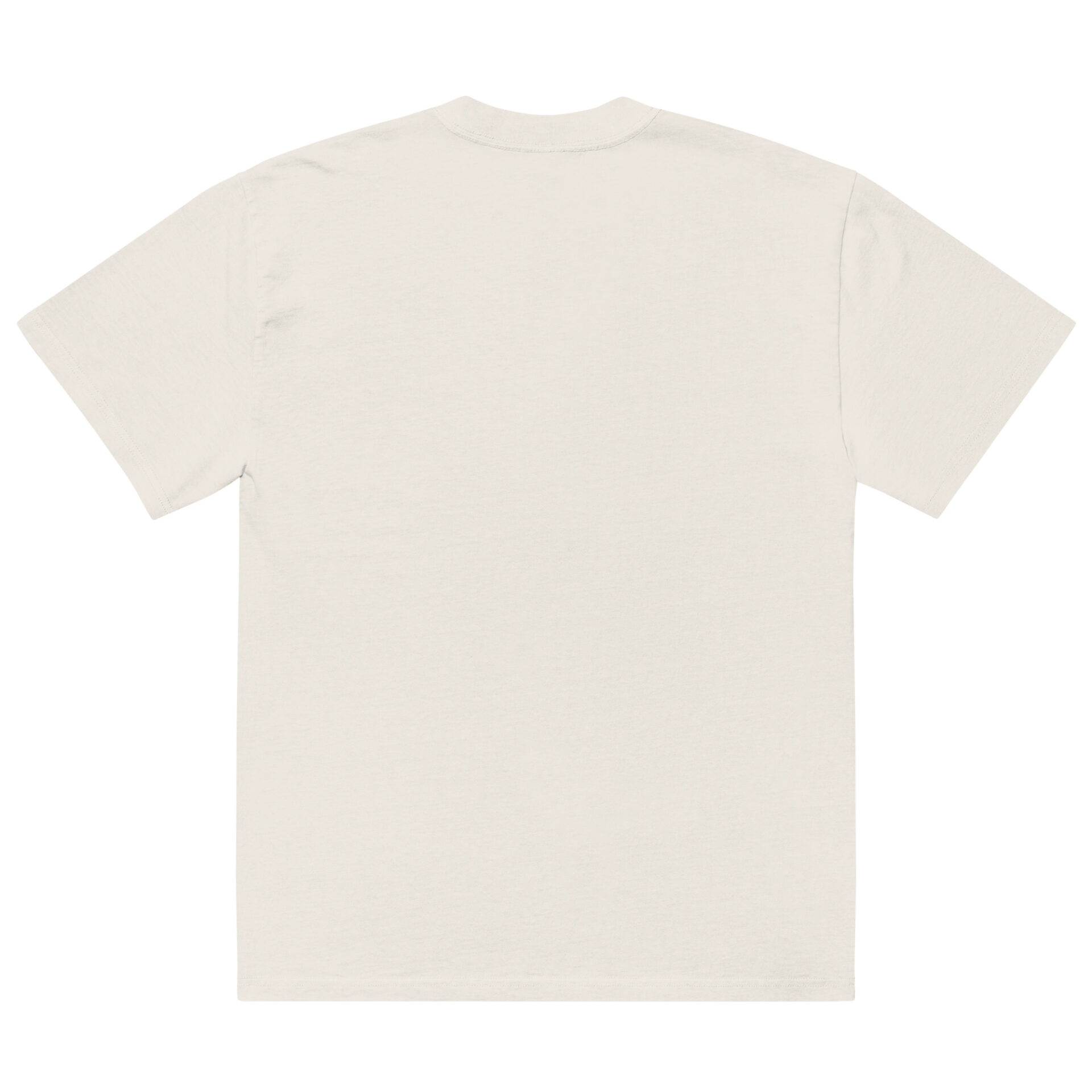 The Oversized faded t-shirt is shown from the back, laid flat on a white background. It’s plain, short-sleeved, off-white in color, and features no visible logos, graphics, or text. The Oversized faded t-shirt is shown from the back, laid flat on a white background. It’s plain, short-sleeved, off-white in color, and features no visible logos, graphics, or text.