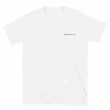 The ADAM XXX tantoe oud White Short-Sleeve T-shirt features small black ADAM XXX tattoo oud text on the left chest for a modern touch, shown laid flat on a white background. The ADAM XXX tantoe oud White Short-Sleeve T-shirt features small black ADAM XXX tattoo oud text on the left chest for a modern touch, shown laid flat on a white background.